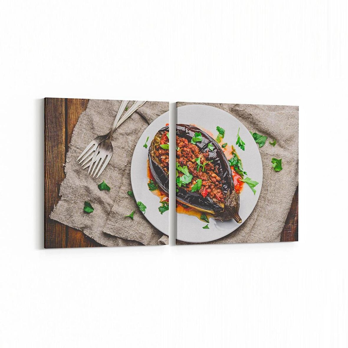 Olla 15093K2Y Gıda Görseli Kare 2'li Yatay Kanvas Tablo (Ölçü: 65X30)