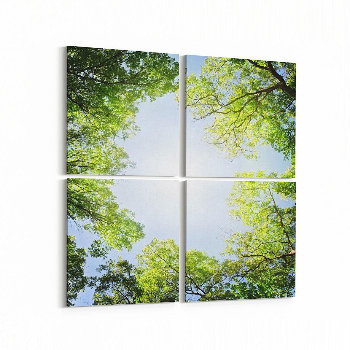 Olla 10749K4 Ağaç Görseli Kare 4'lü Kanvas Tablo (Ölçü: 145X145)