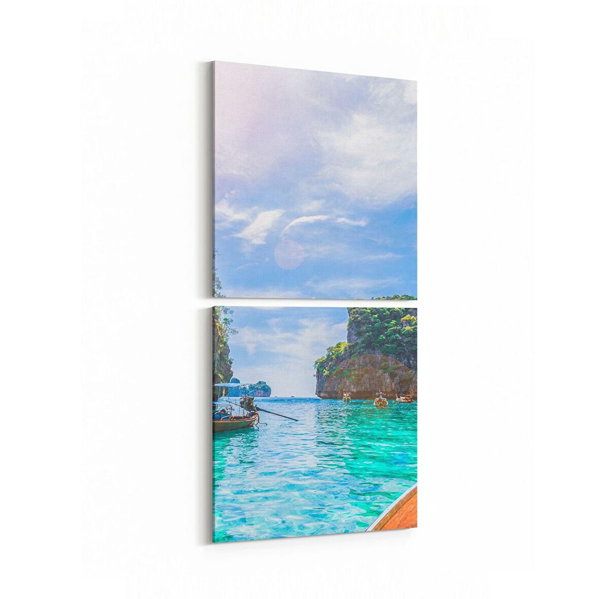 Olla 13161K2D Doğa / Manzara Görseli Kare 2'li Dikey Kanvas Tablo (Ölçü: 30X65)