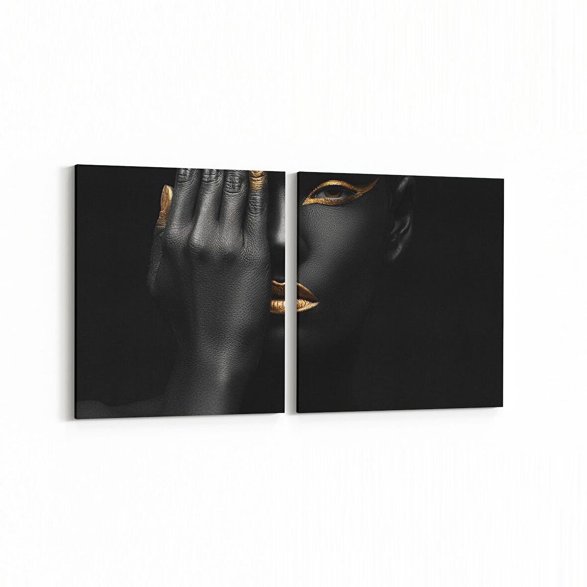 Olla 16814K2Y Model / Manken Görseli 2'li Yatay Kanvas Tablo (Ölçü: 65X30)