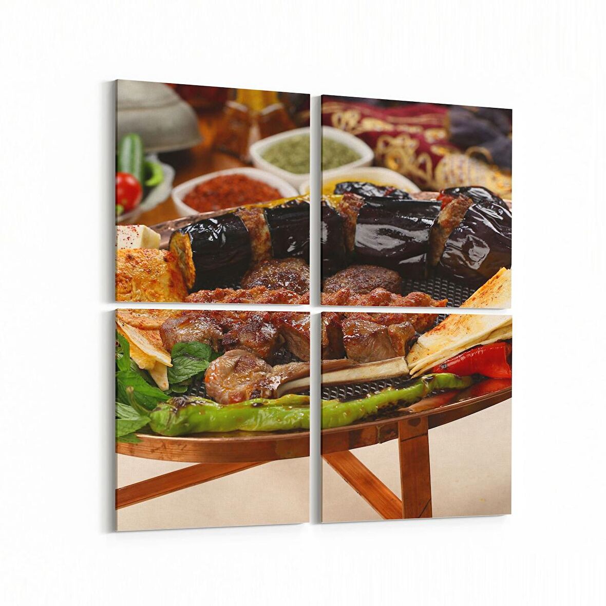Olla 15064K4 Gıda Görseli Kare 4'lü Kanvas Tablo (Ölçü: 145X145)