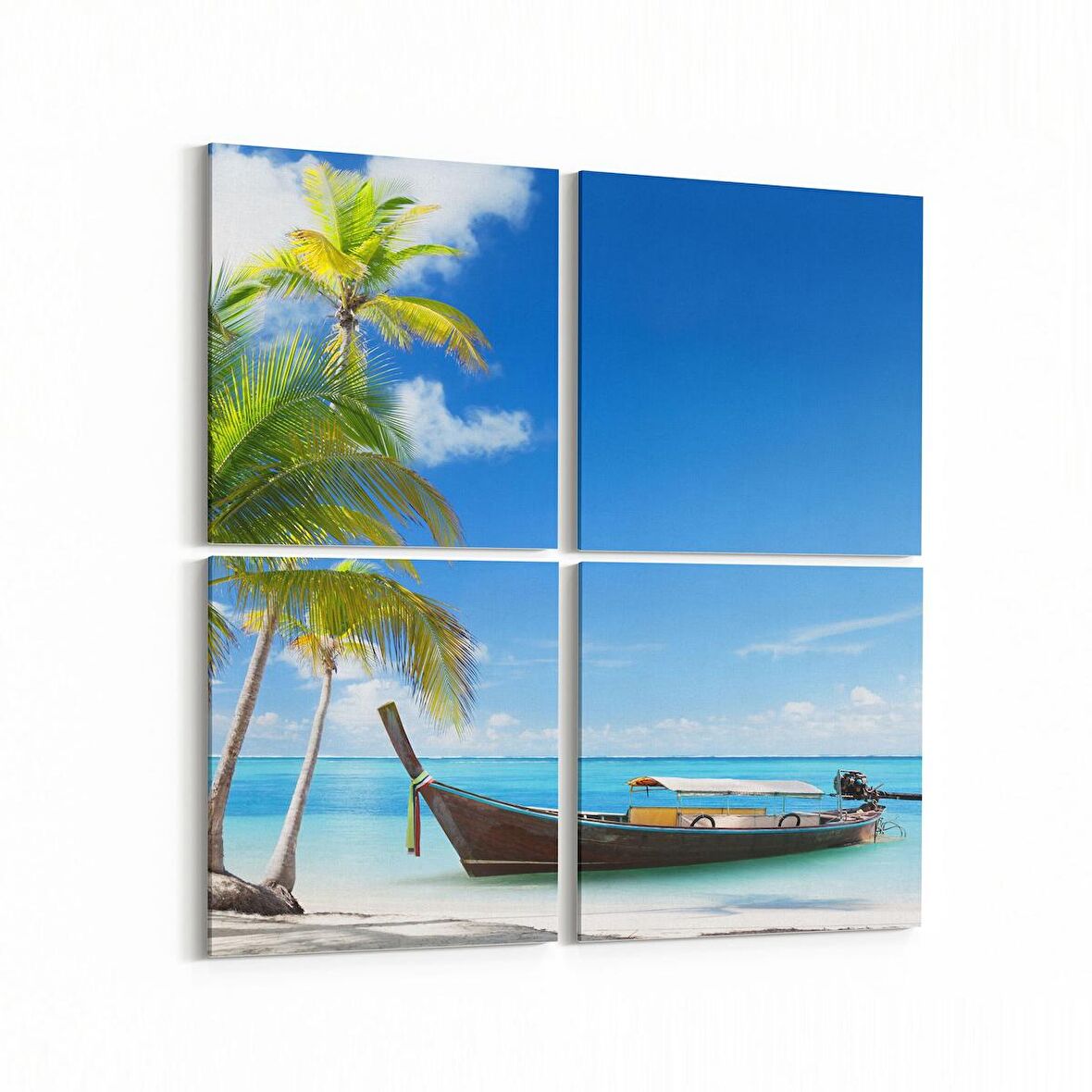 Olla 16340K4 Kumsal / Sahil Görseli Kare 4'lü Kanvas Tablo (Ölçü: 65X65)