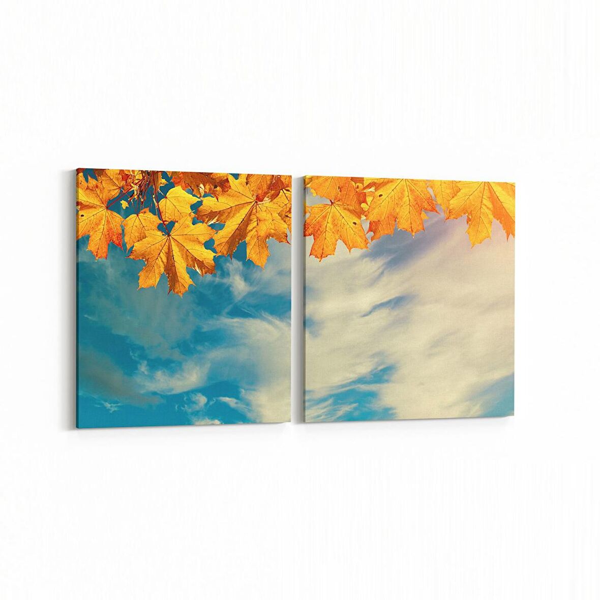 Olla 10890K2Y Ağaç Görseli Kare 2'li Yatay Kanvas Tablo (Ölçü: 105X50)