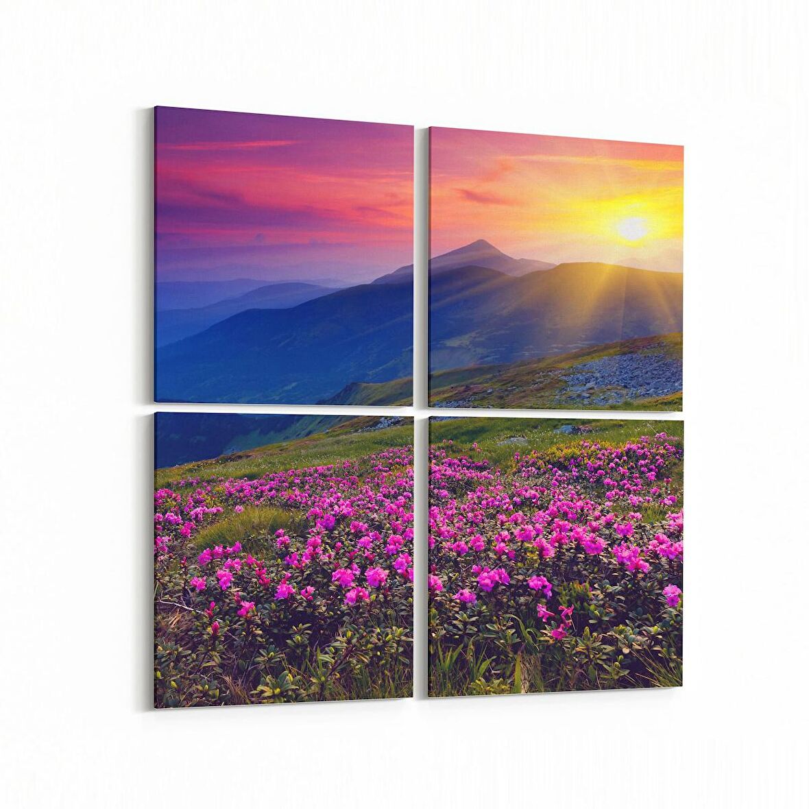 Olla 16139K4 Günbatımı Görseli Kare 4'lü Kanvas Tablo (Ölçü: 105X105)