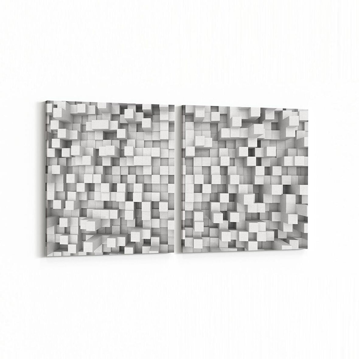 Olla 10052K2Y Abstract 3 Boyut Görsel Kare 2'li Yatay Kanvas Tablo (Ölçü: 125X60)