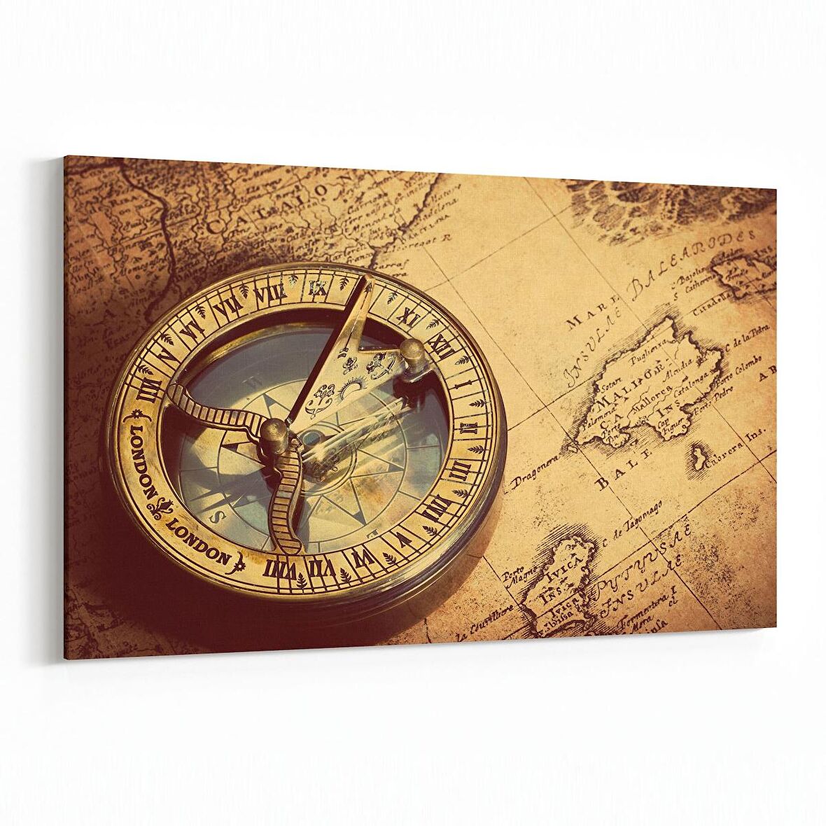 Olla 16192Y Harita Görseli Yatay Kanvas Tablo (Ölçü: 120X80)