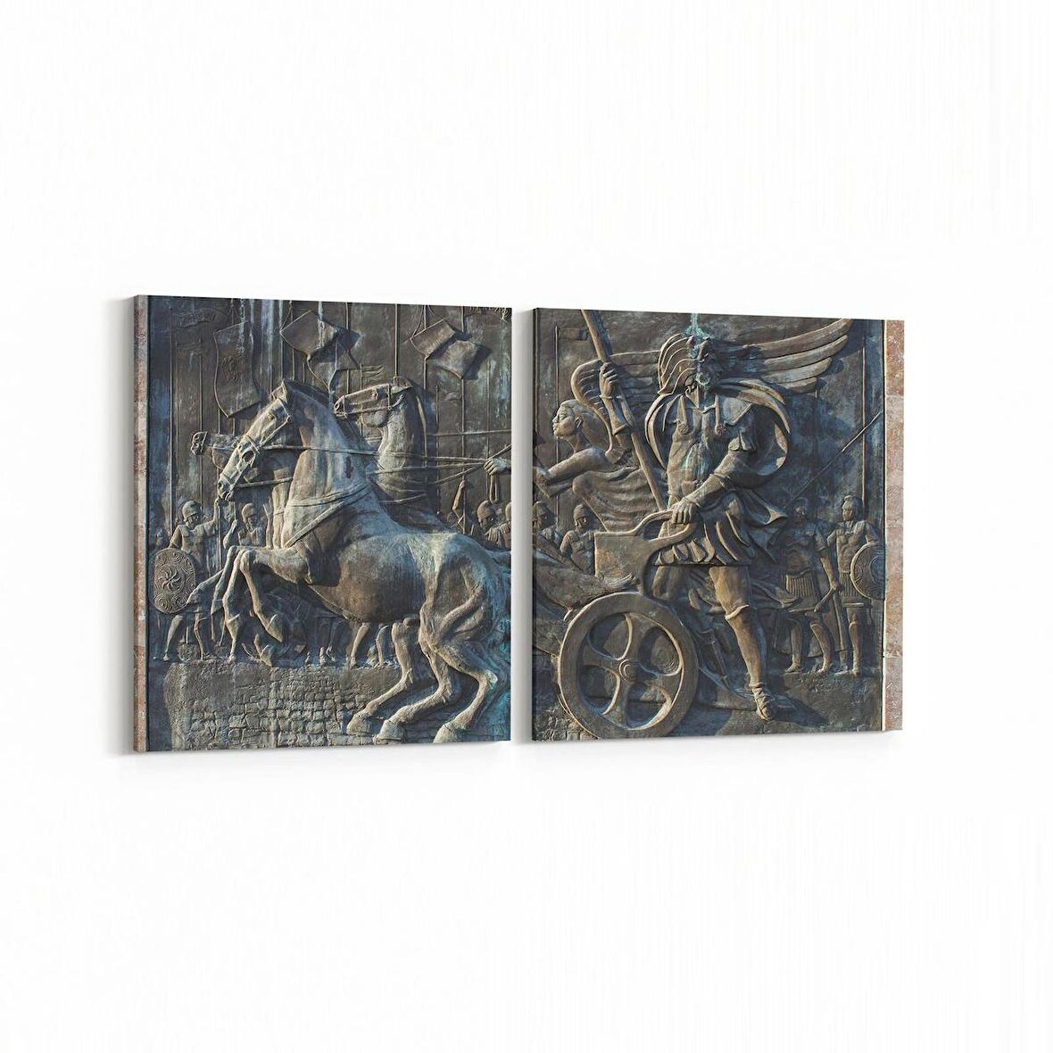 Olla 16252K2Y Heykel / Sanat Görseli Kare 2'li Yatay Kanvas Tablo (Ölçü: 85X40)