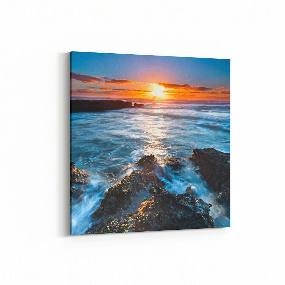 Olla 16051K Günbatımı Görseli Kare Kanvas Tablo (Ölçü: 60X60)