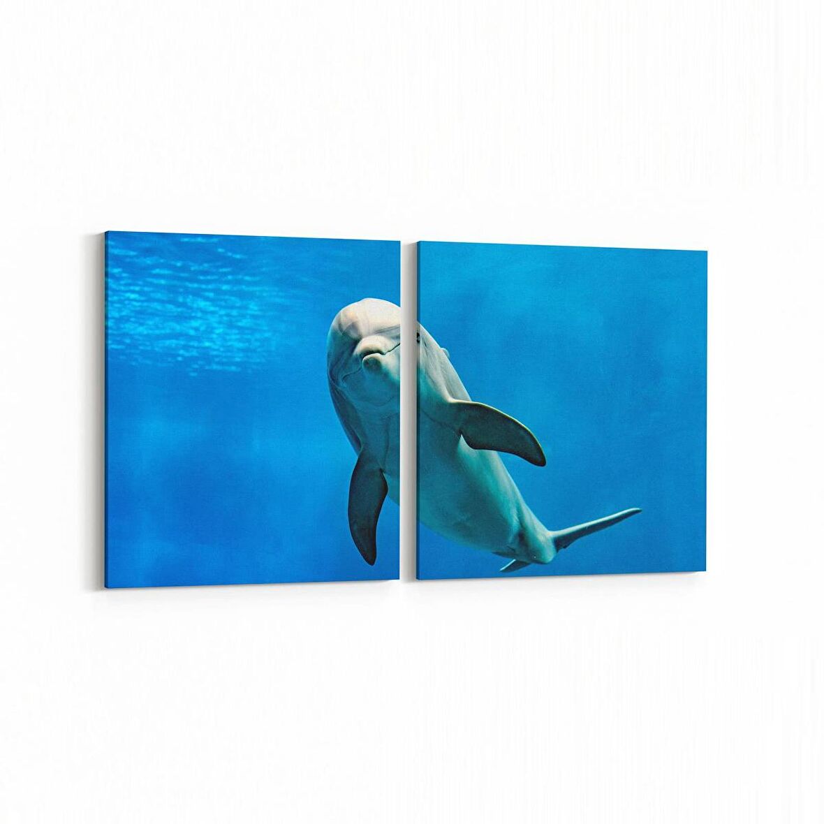 Olla 13007K2Y Deniz / Okyanus Görseli Kare 2'li Yatay Kanvas Tablo (Ölçü: 85X40)