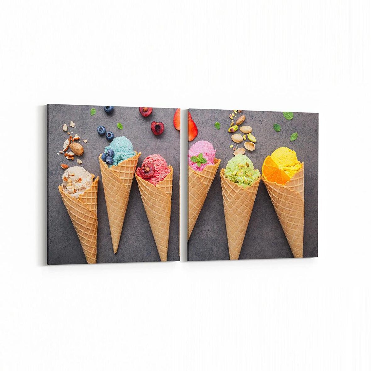 Olla 14977K2Y Gıda Görseli Kare 2'li Yatay Kanvas Tablo (Ölçü: 85X40)