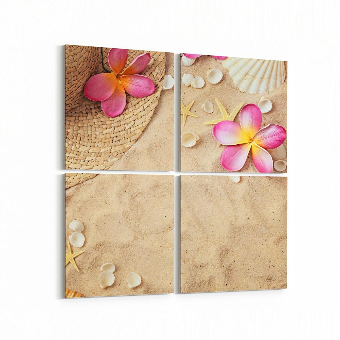 Olla 16581K4 Kumsal / Sahil Görseli Kare 4'lü Kanvas Tablo (Ölçü: 65X65)