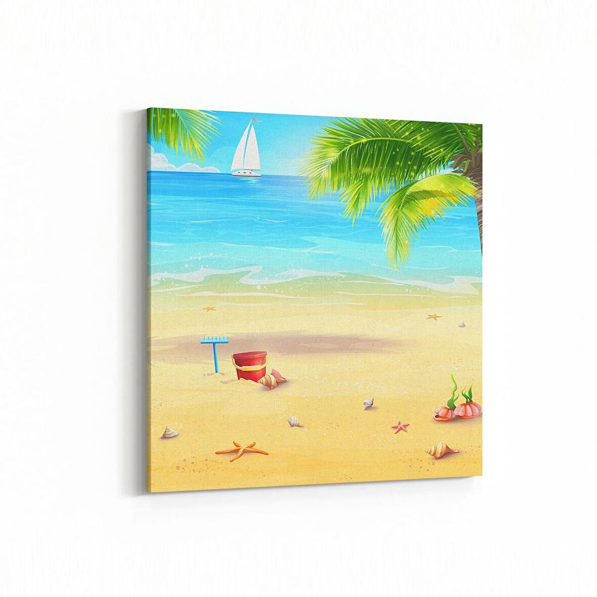 Olla 16465K Kumsal / Sahil Görseli Kare Kanvas Tablo (Ölçü: 60X60)