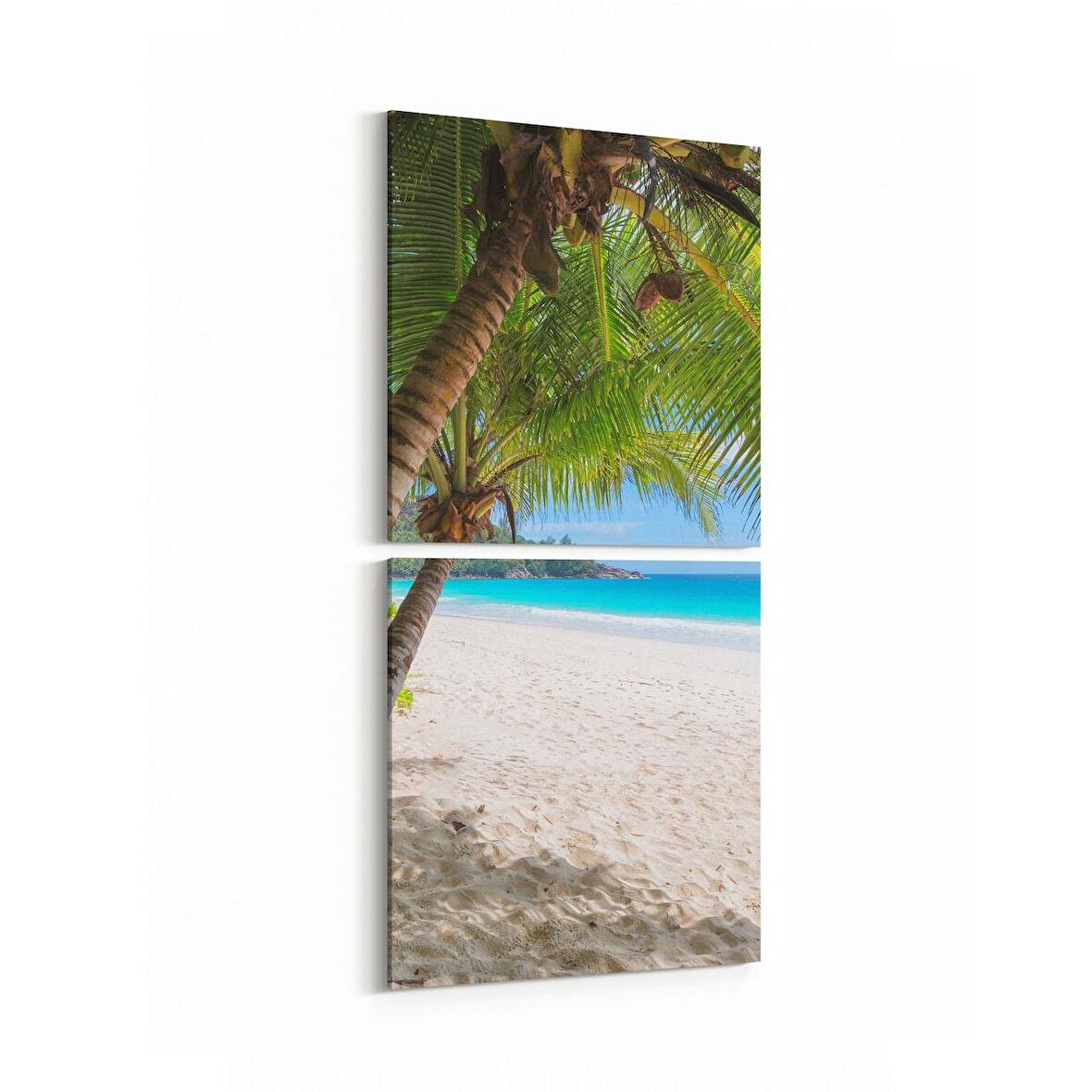 Olla 16537K2D Kumsal / Sahil Görseli Kare 2'li Dikey Kanvas Tablo (Ölçü: 30X65)