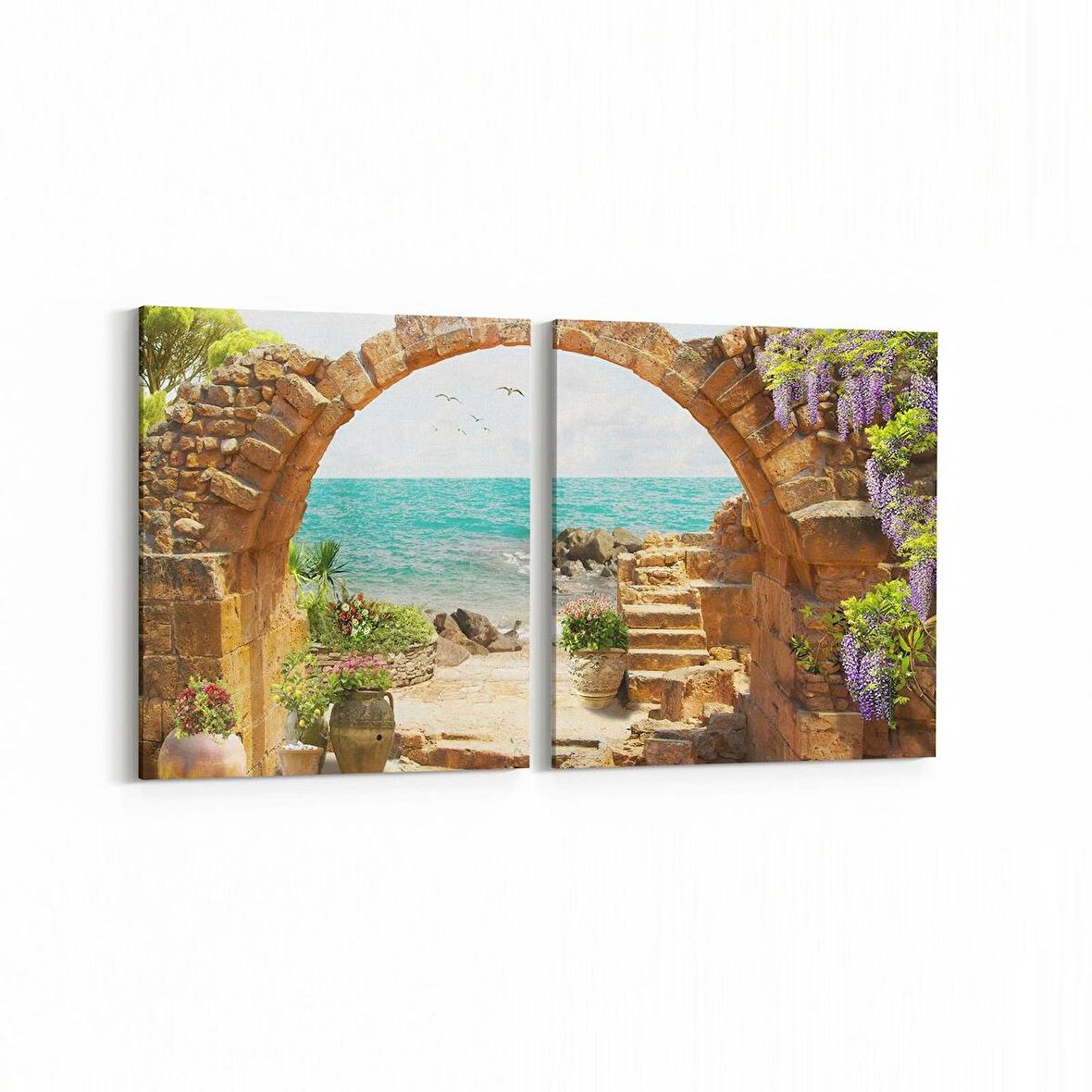 Olla 14258K2Y Doğa / Manzara Görseli Kare 2'li Yatay Kanvas Tablo (Ölçü: 105X50)