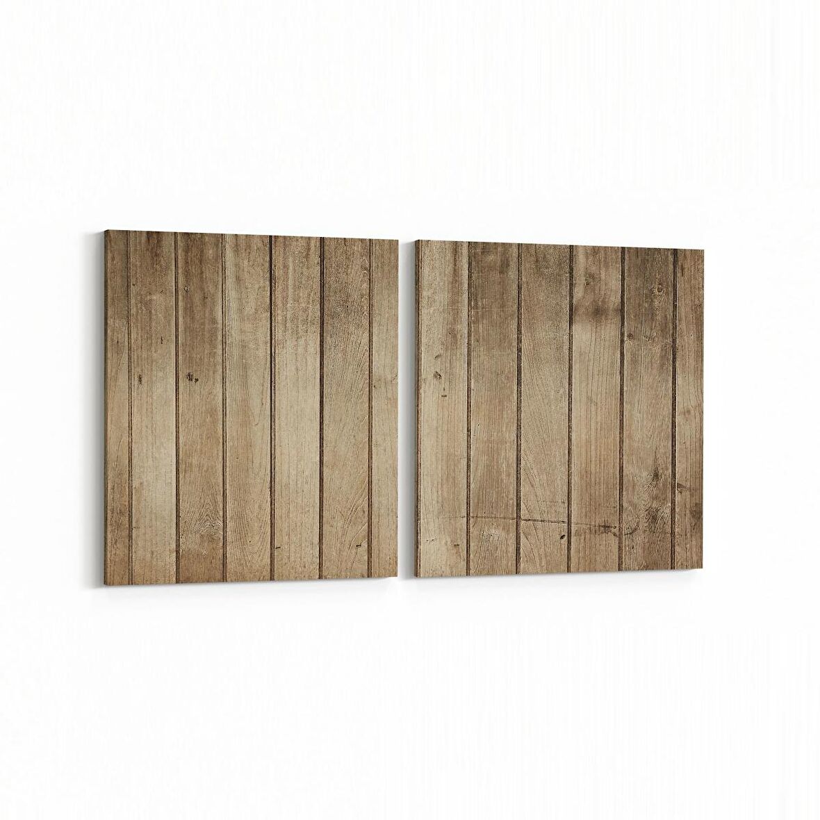 Olla 11978K2Y Ahşap Desen Görseli Kare 2'li Yatay Kanvas Tablo (Ölçü: 125X60)