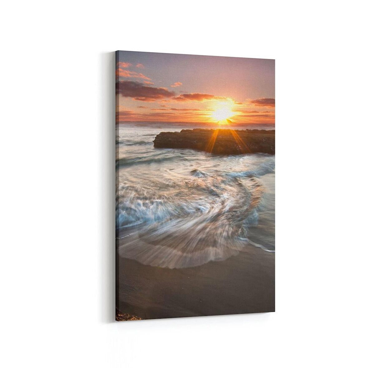Olla 16043D Günbatımı Görseli Dikey Kanvas Tablo (Ölçü: 60X90)