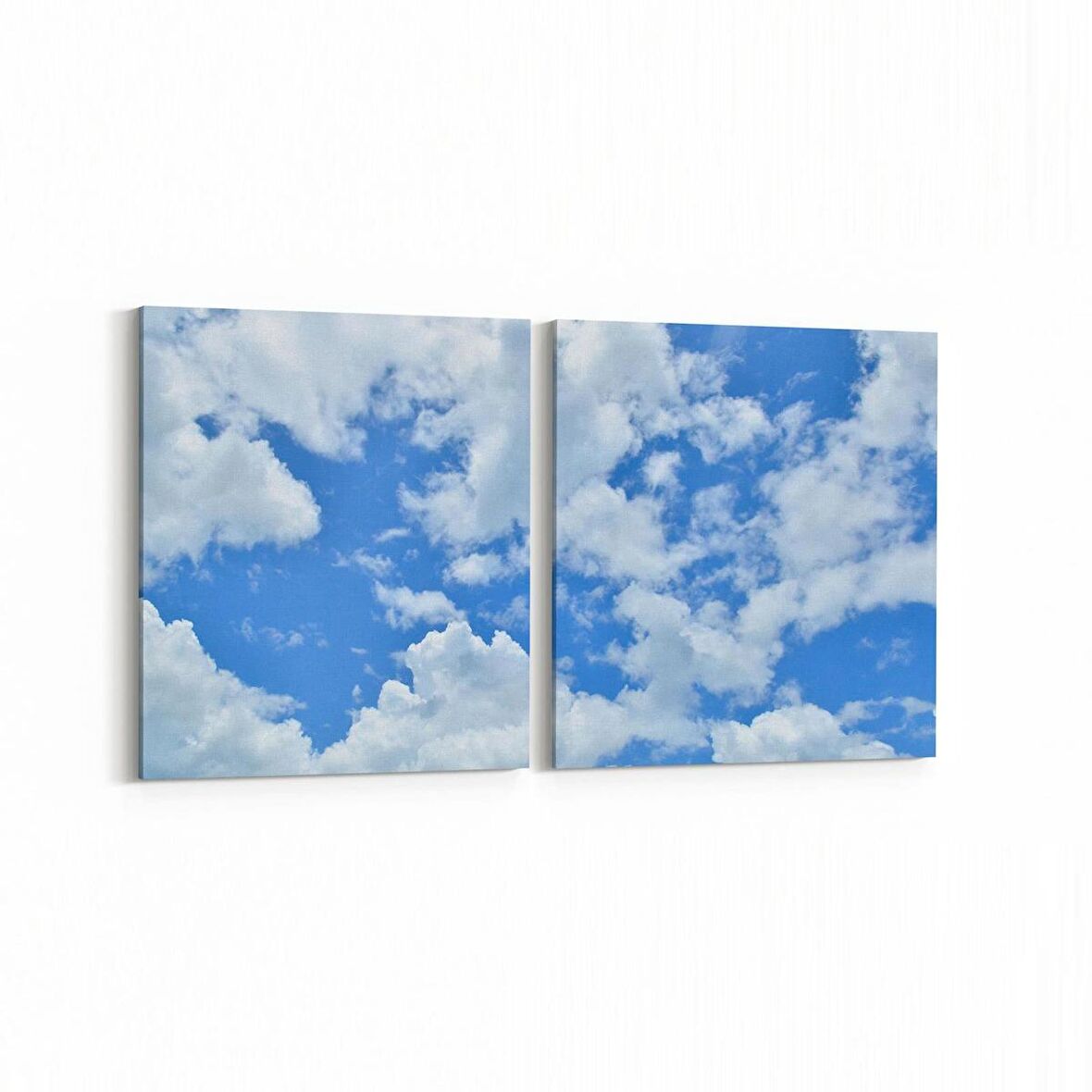 Olla 15441K2Y Gökyüzü Bulut Görseli Kare 2'li Yatay Kanvas Tablo (Ölçü: 105X50)