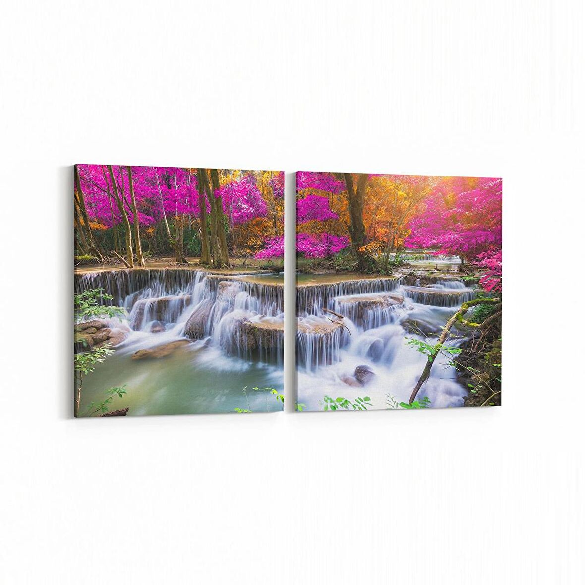 Olla 13308K2Y Doğa / Manzara Görseli Kare 2'li Yatay Kanvas Tablo (Ölçü: 145X70)