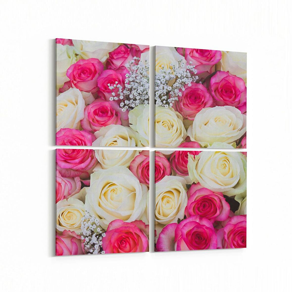 Olla 11580K4 Çiçek Görseli Kare 4'lü Kanvas Tablo (Ölçü: 145X145)