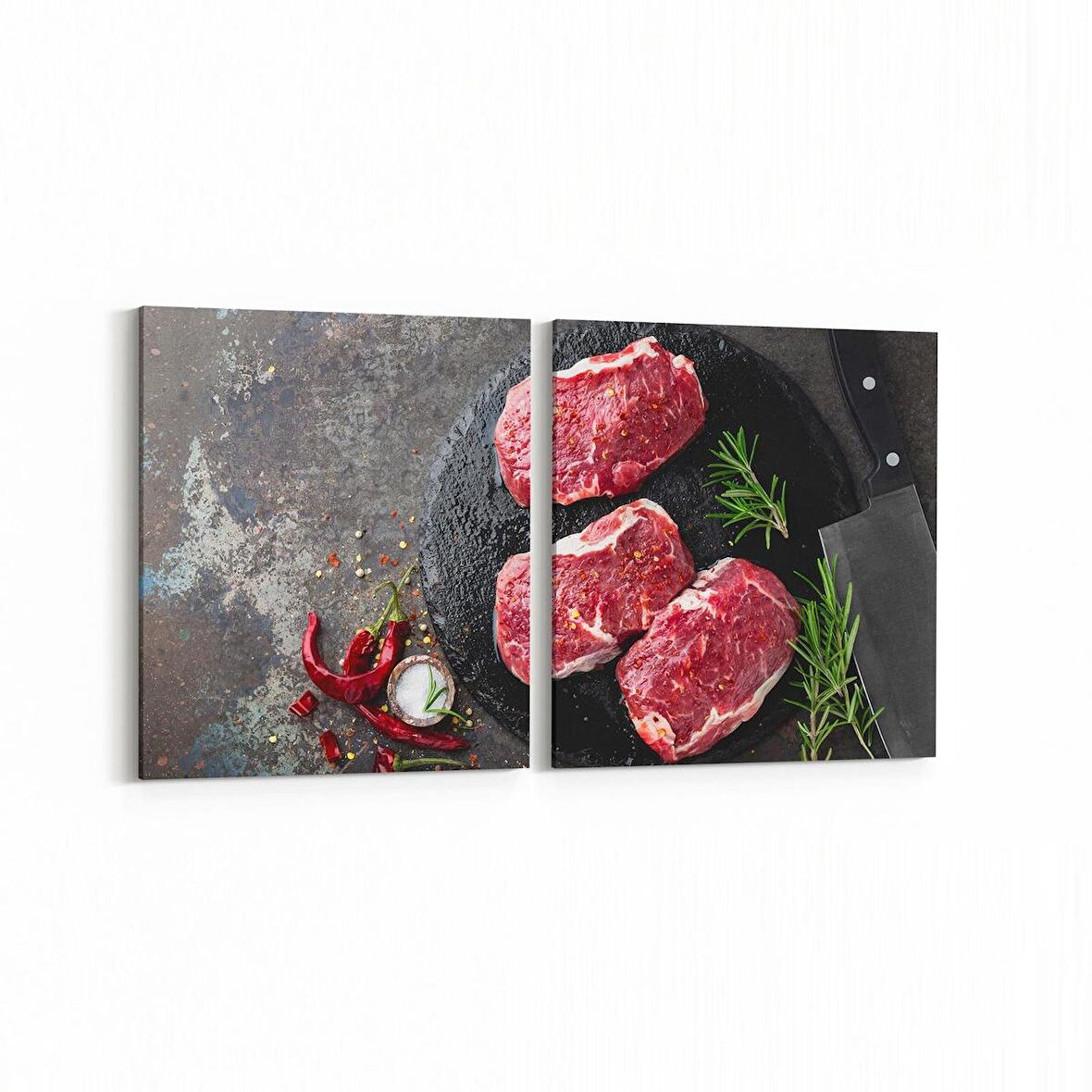 Olla 14968K2Y Gıda Görseli Kare 2'li Yatay Kanvas Tablo (Ölçü: 145X70)