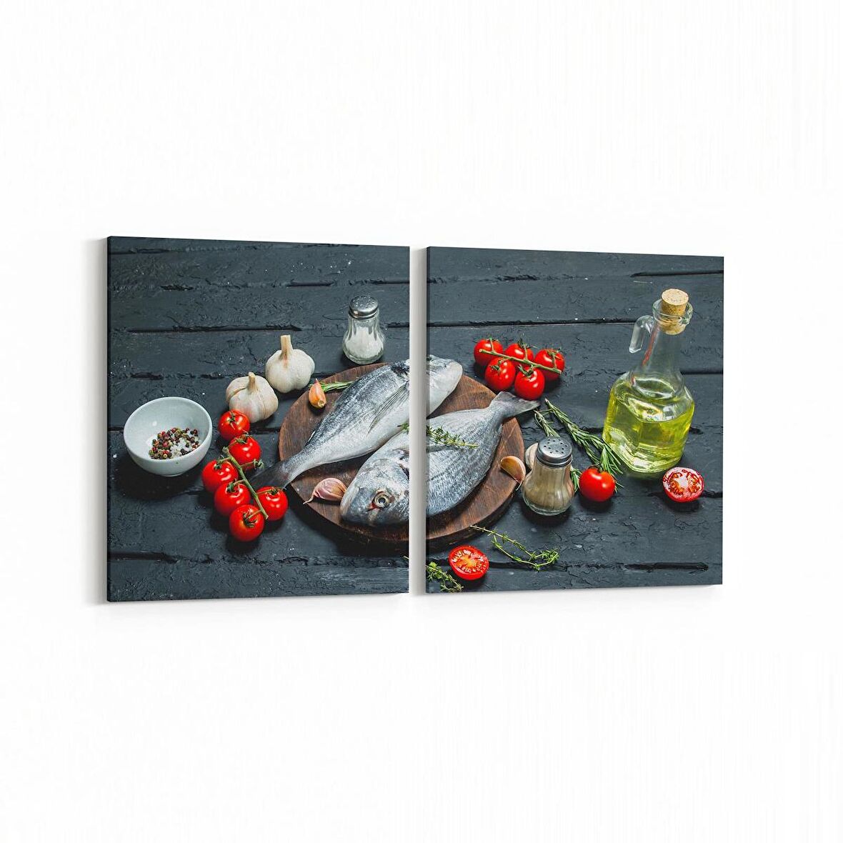 Olla 15051K2Y Gıda Görseli Kare 2'li Yatay Kanvas Tablo (Ölçü: 125X60)