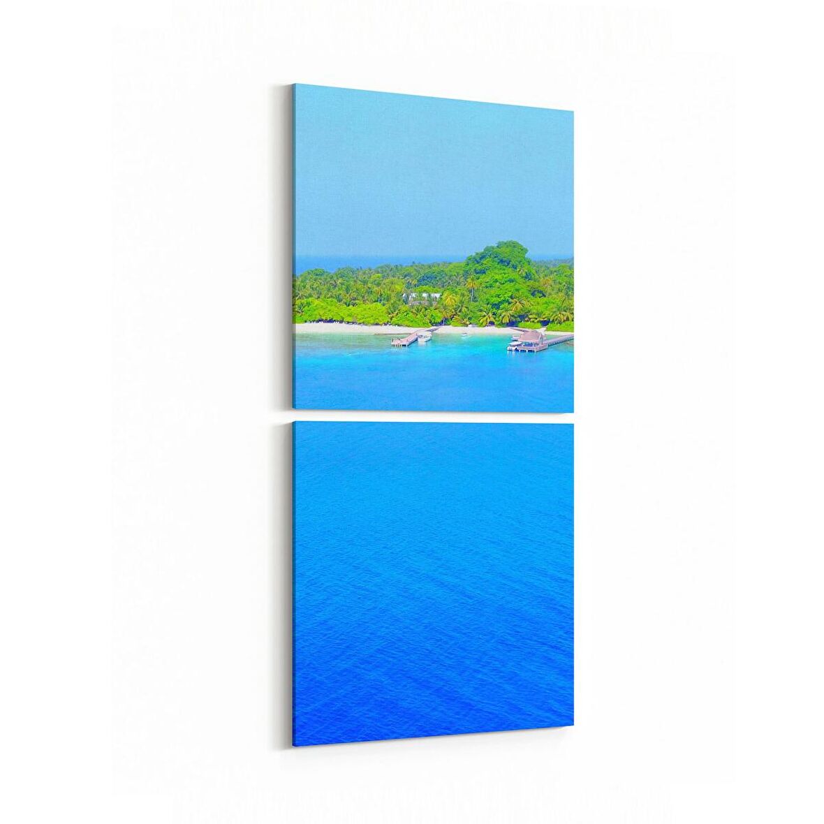 Olla 16569K2D Kumsal / Sahil Görseli Kare 2'li Dikey Kanvas Tablo (Ölçü: 30X65)