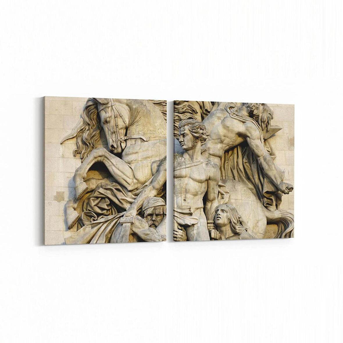 Olla 16291K2Y Heykel / Sanat Görseli Kare 2'li Yatay Kanvas Tablo (Ölçü: 145X70)