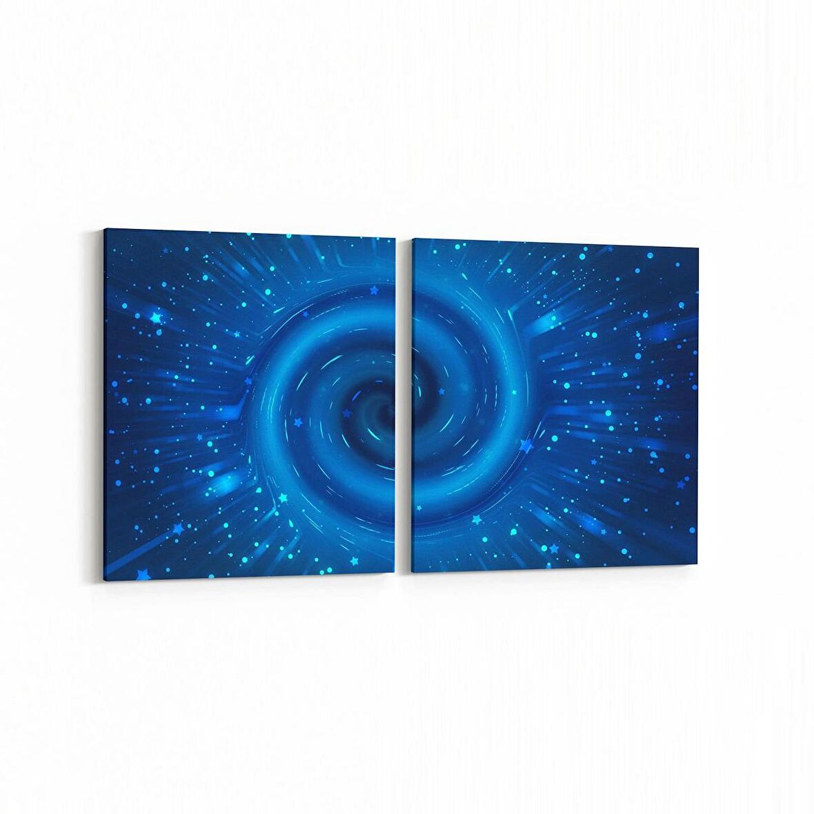 Olla 14730K2Y Gece Gökyüzü Görseli Kare 2'li Yatay Kanvas Tablo (Ölçü: 85X40)
