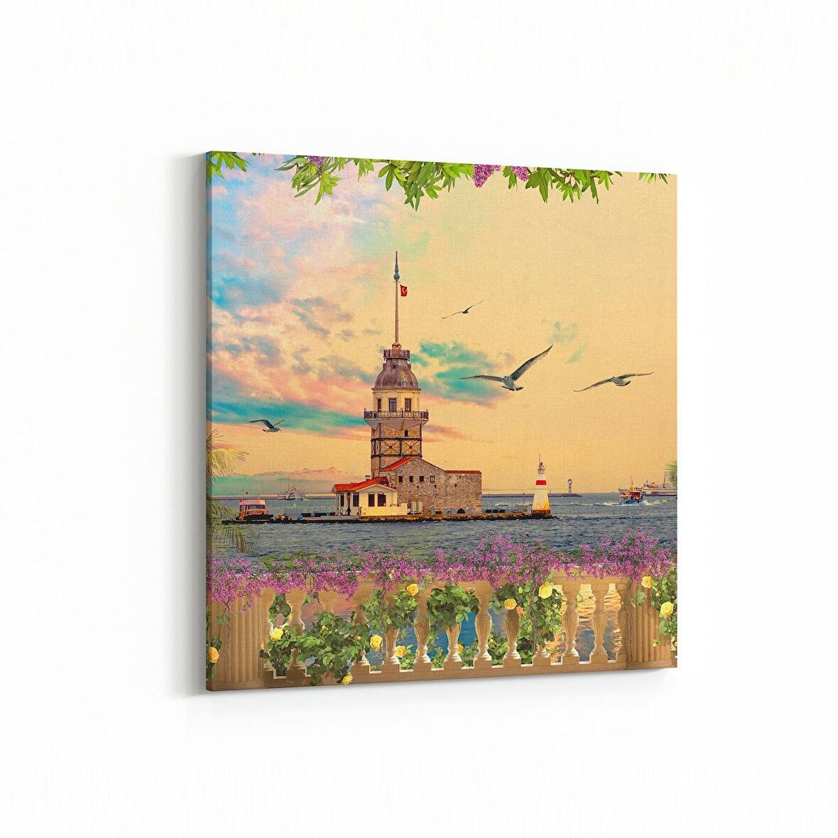 Olla 18038K Yapı Görseli Kare Kanvas Tablo (Ölçü: 100X100)