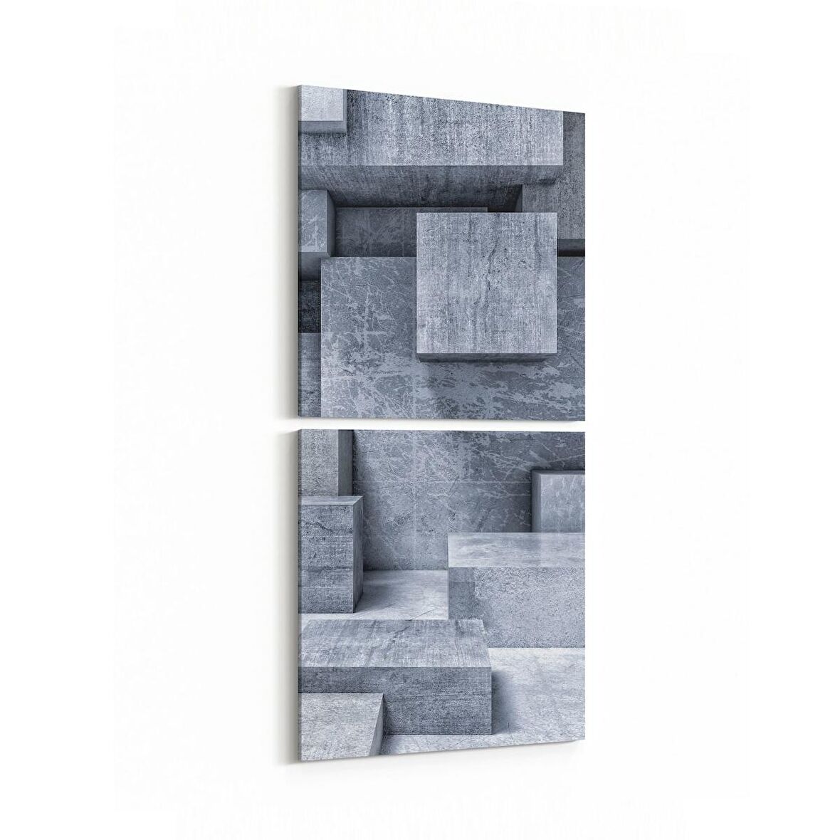 Olla 10015K2D Abstract 3 Boyut Görsel Kare 2'li Dikey Kanvas Tablo (Ölçü: 30X65)