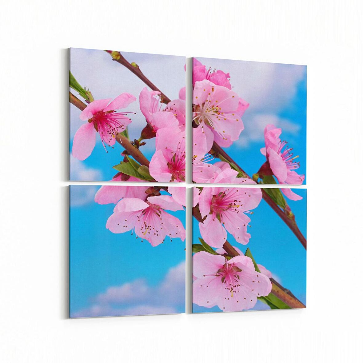 Olla 10545K4 Ağaç Görseli Kare 4'lü Kanvas Tablo (Ölçü: 65X65)