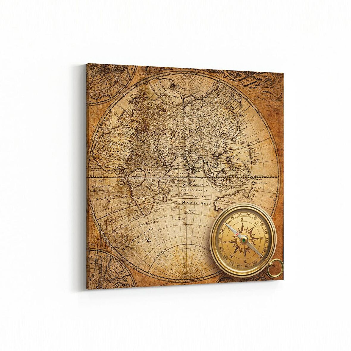 Olla 16225K Harita Görseli Kare Kanvas Tablo (Ölçü: 25X25)