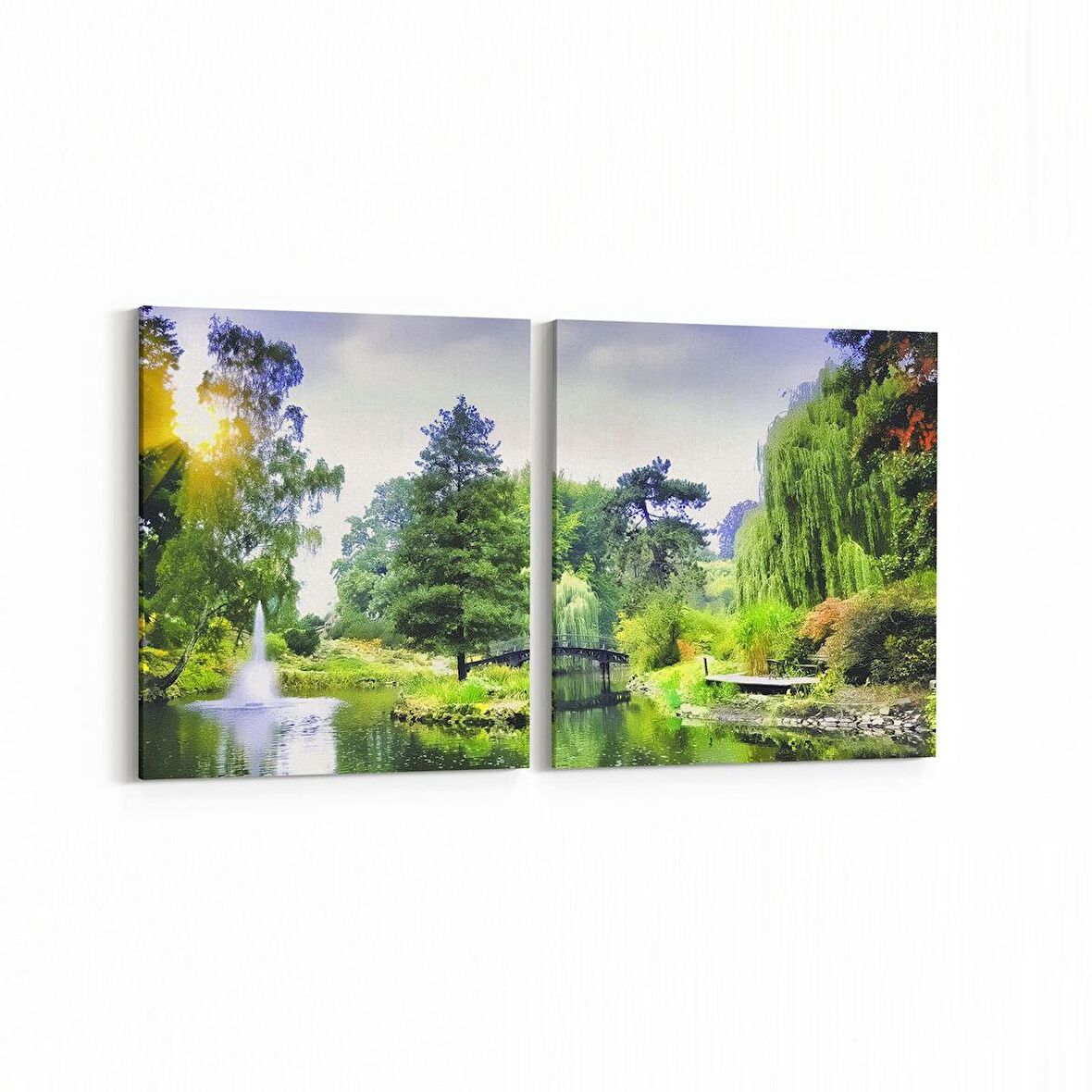 Olla 13384K2Y Doğa / Manzara Görseli Kare 2'li Yatay Kanvas Tablo (Ölçü: 65X30)