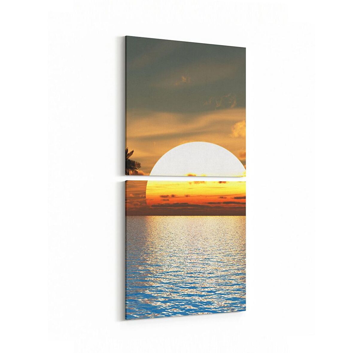 Olla 16030K2D Günbatımı Görseli Kare 2'li Dikey Kanvas Tablo (Ölçü: 30X65)