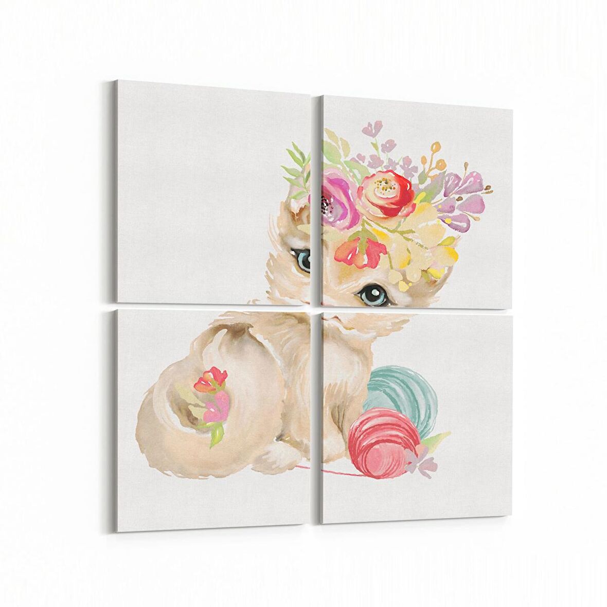Olla 12727K4 Çocuk Odası Görseli 4'lü Kanvas Tablo (Ölçü: 145X145)