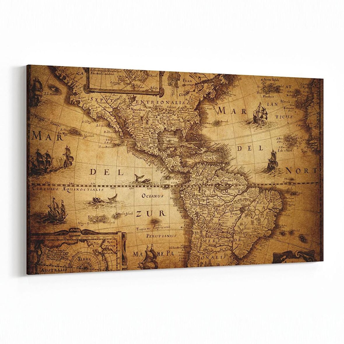 Olla 16154Y Harita Görseli Yatay Kanvas Tablo (Ölçü: 45X30)