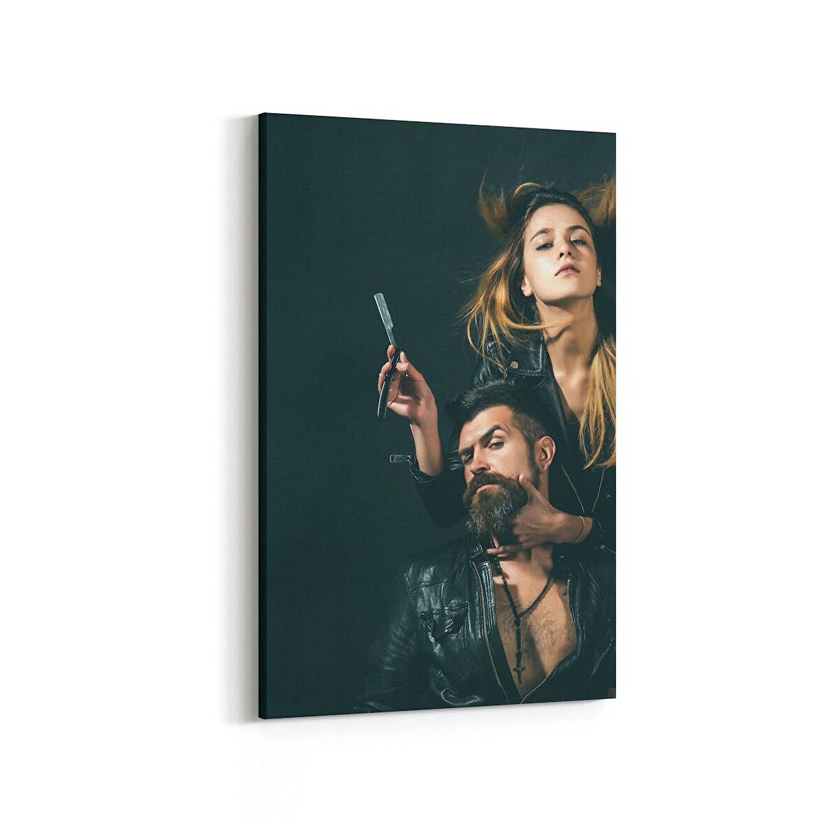 Olla 16300D Kuaför / Berber Görseli Dikey Kanvas Tablo (Ölçü: 60X90)