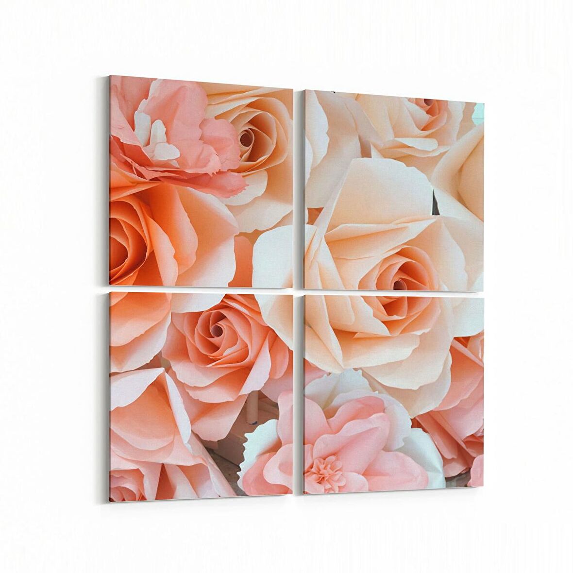 Olla 11626K4 Çiçek Görseli Kare 4'lü Kanvas Tablo (Ölçü: 65X65)