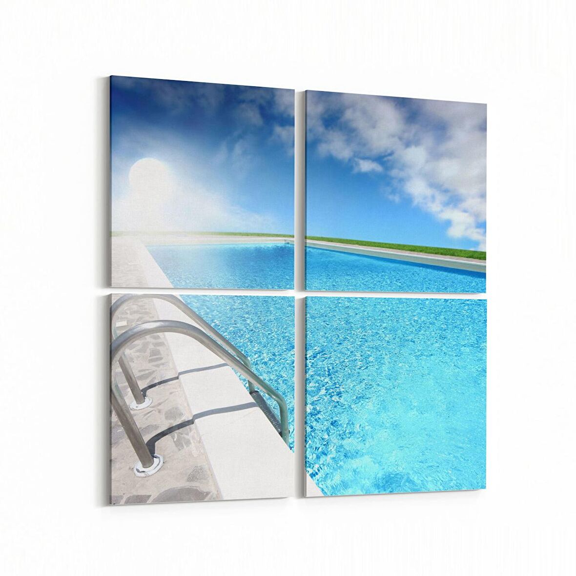 Olla 16447K4 Kumsal / Sahil Görseli Kare 4'lü Kanvas Tablo (Ölçü: 145X145)