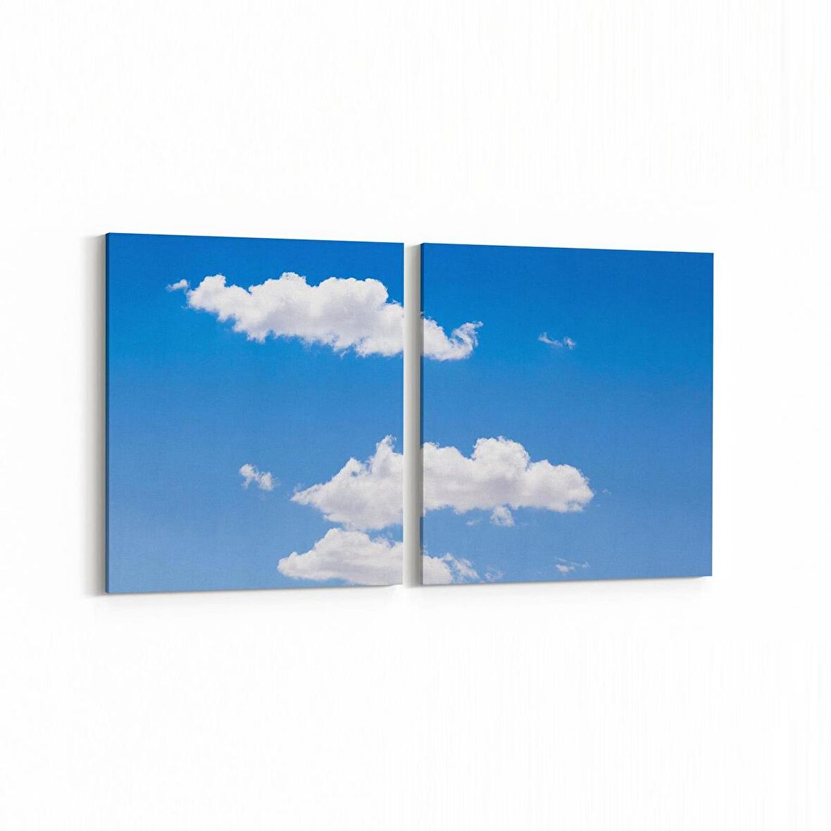 Olla 15407K2Y Gökyüzü Bulut Görseli Kare 2'li Yatay Kanvas Tablo (Ölçü: 145X70)