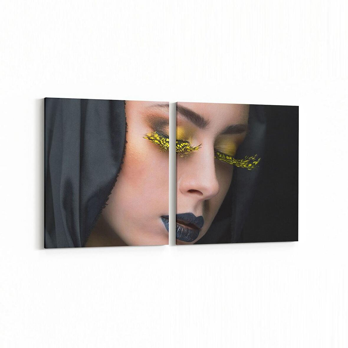 Olla 16821K2Y Model / Manken Görseli 2'li Yatay Kanvas Tablo (Ölçü: 145X70)