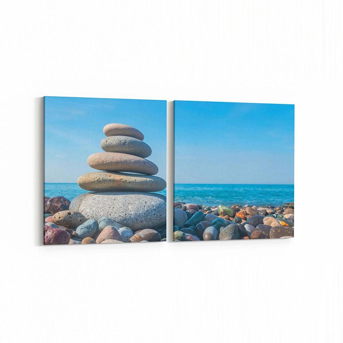 Olla 12888K2Y Deniz / Okyanus Görseli Kare 2'li Yatay Kanvas Tablo (Ölçü: 145X70)