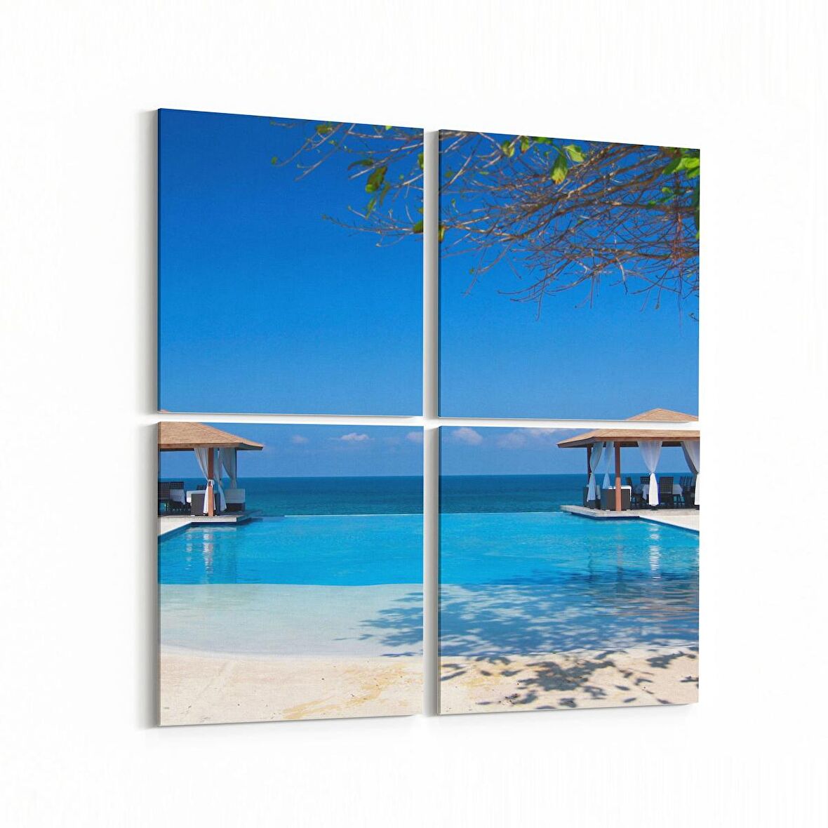 Olla 16573K4 Kumsal / Sahil Görseli Kare 4'lü Kanvas Tablo (Ölçü: 145X145)