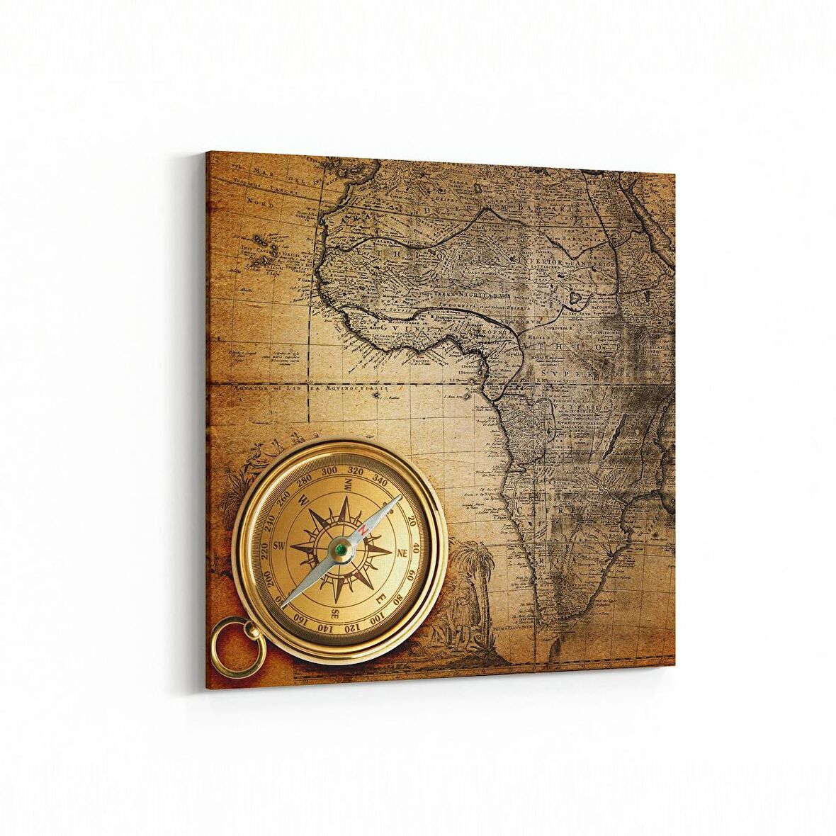 Olla 16209K Harita Görseli Kare Kanvas Tablo (Ölçü: 25X25)