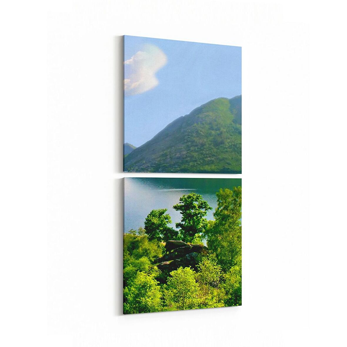 Olla 14058K2D Doğa / Manzara Görseli Kare 2'li Dikey Kanvas Tablo (Ölçü: 30X65)