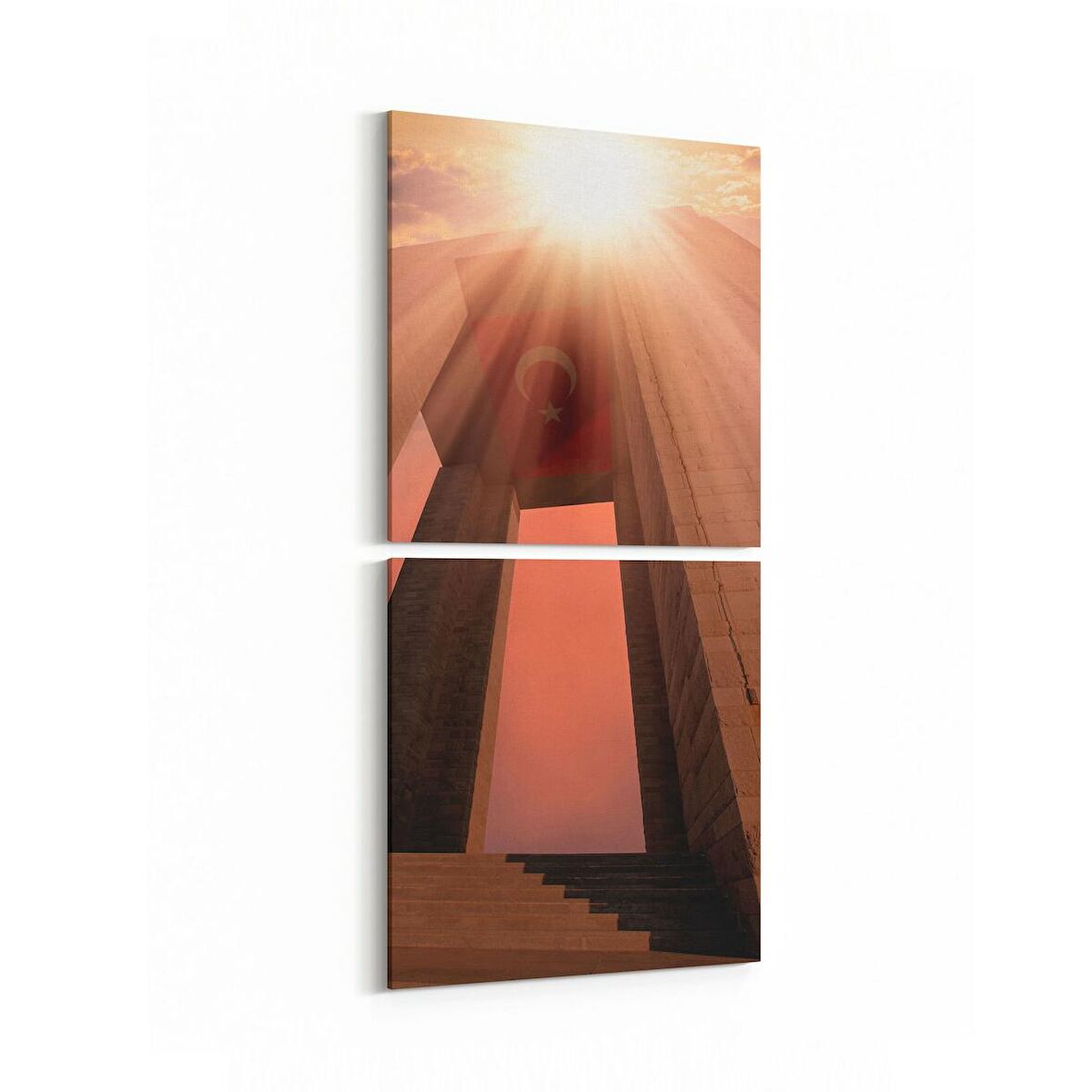 Olla 18539KD Yapı Görseli Kare 2'li Dikey Kanvas Tablo (Ölçü: 30X65)