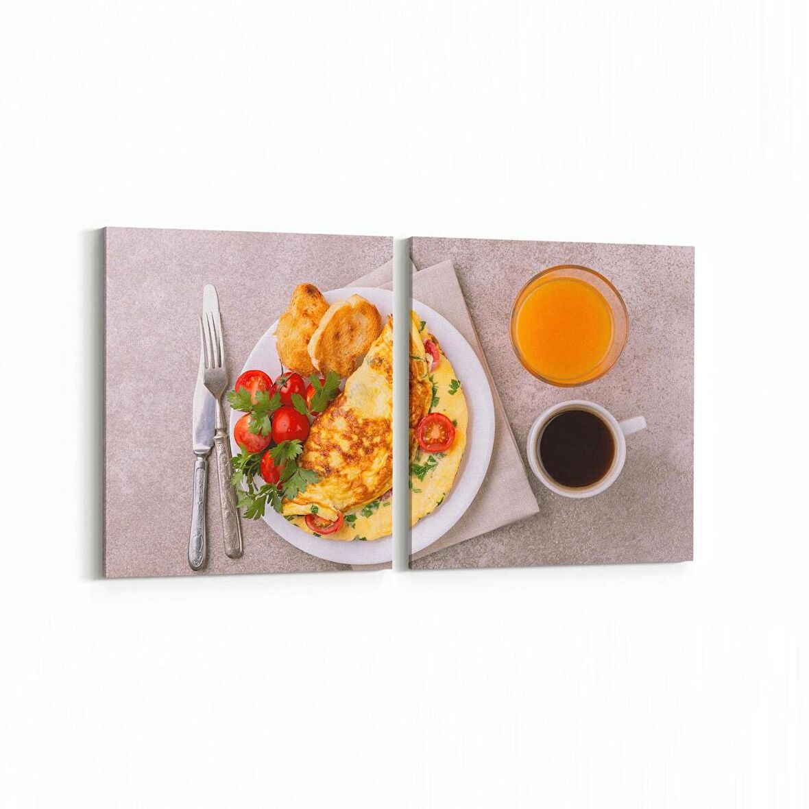 Olla 15018K2Y Gıda Görseli Kare 2'li Yatay Kanvas Tablo (Ölçü: 85X40)