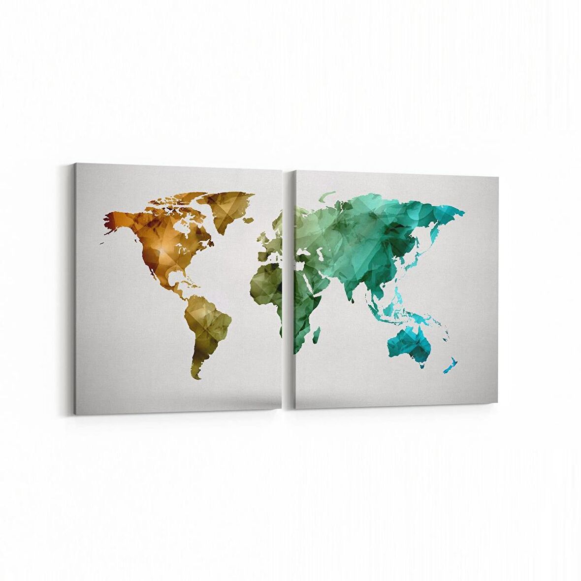 Olla 16169K2Y Harita Görseli Kare 2'li Yatay Kanvas Tablo (Ölçü: 85X40)