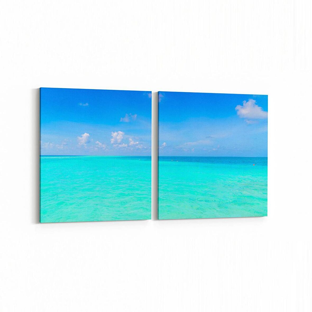 Olla 12998K2Y Deniz / Okyanus Görseli Kare 2'li Yatay Kanvas Tablo (Ölçü: 145X70)