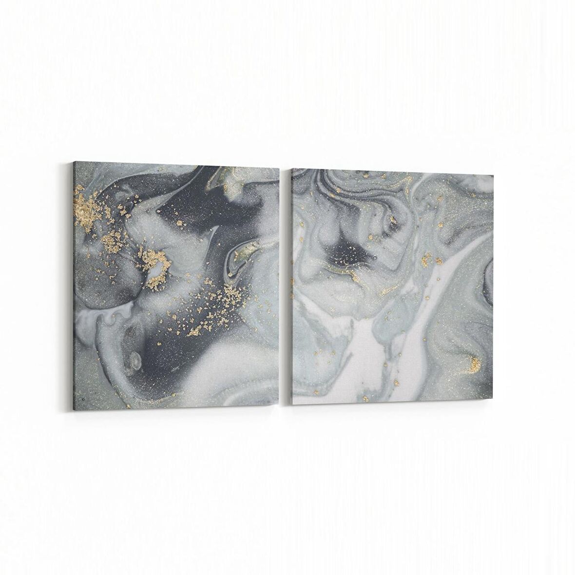 Olla 16646K2Y Mermer Desen Görsel Kare 2'li Yatay Kanvas Tablo (Ölçü: 125X60)